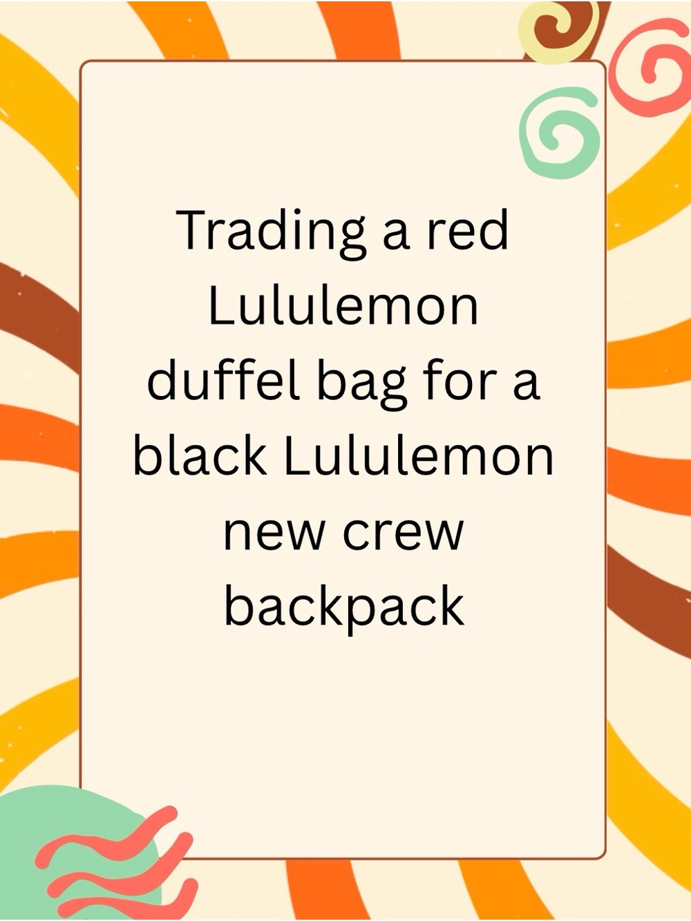 TRADEING lululemon athletica Red Duffel Bag